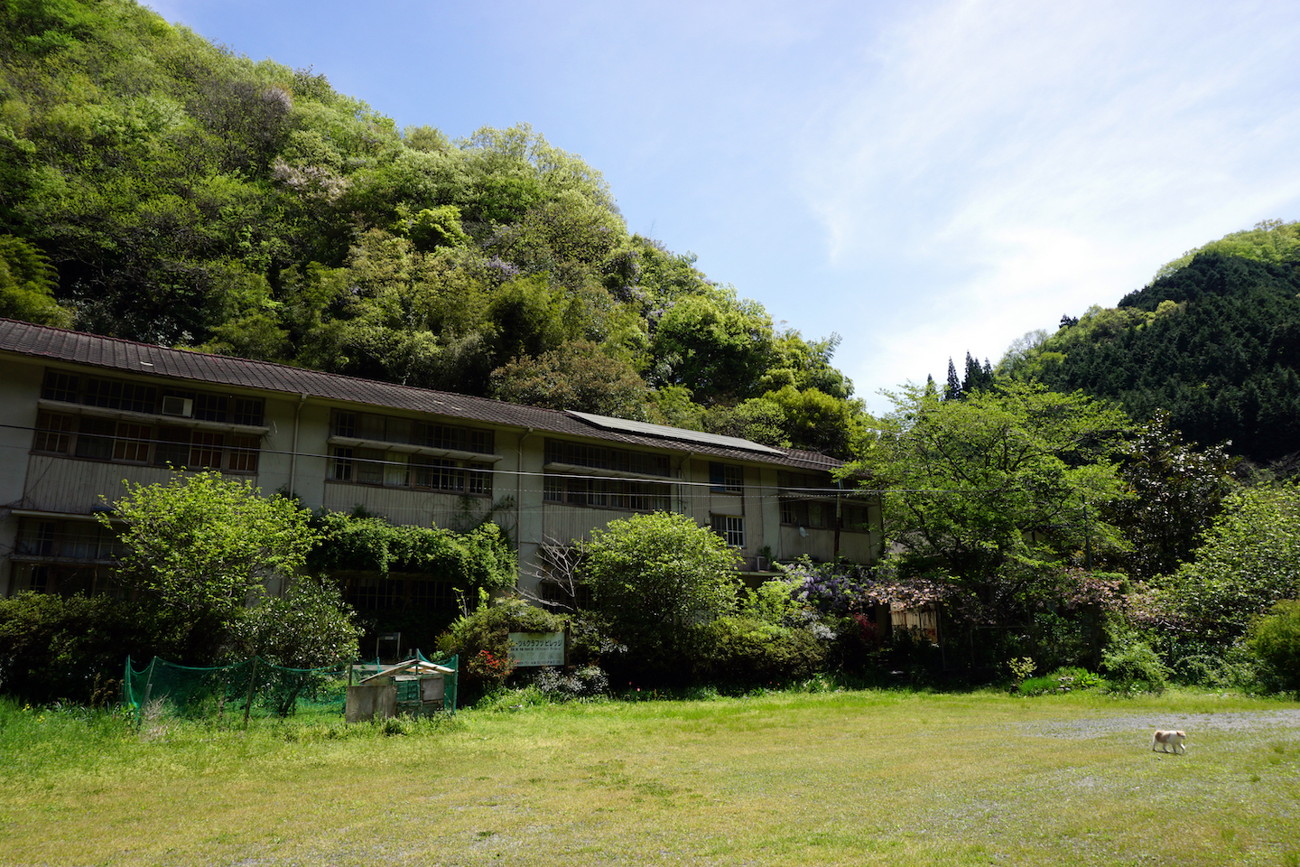 旧運動場はそのまま駐車場になりました。
10台以上の車を駐車することができます。
夜の駐車場で空を見上げると、満点の星空を眺めることができます。